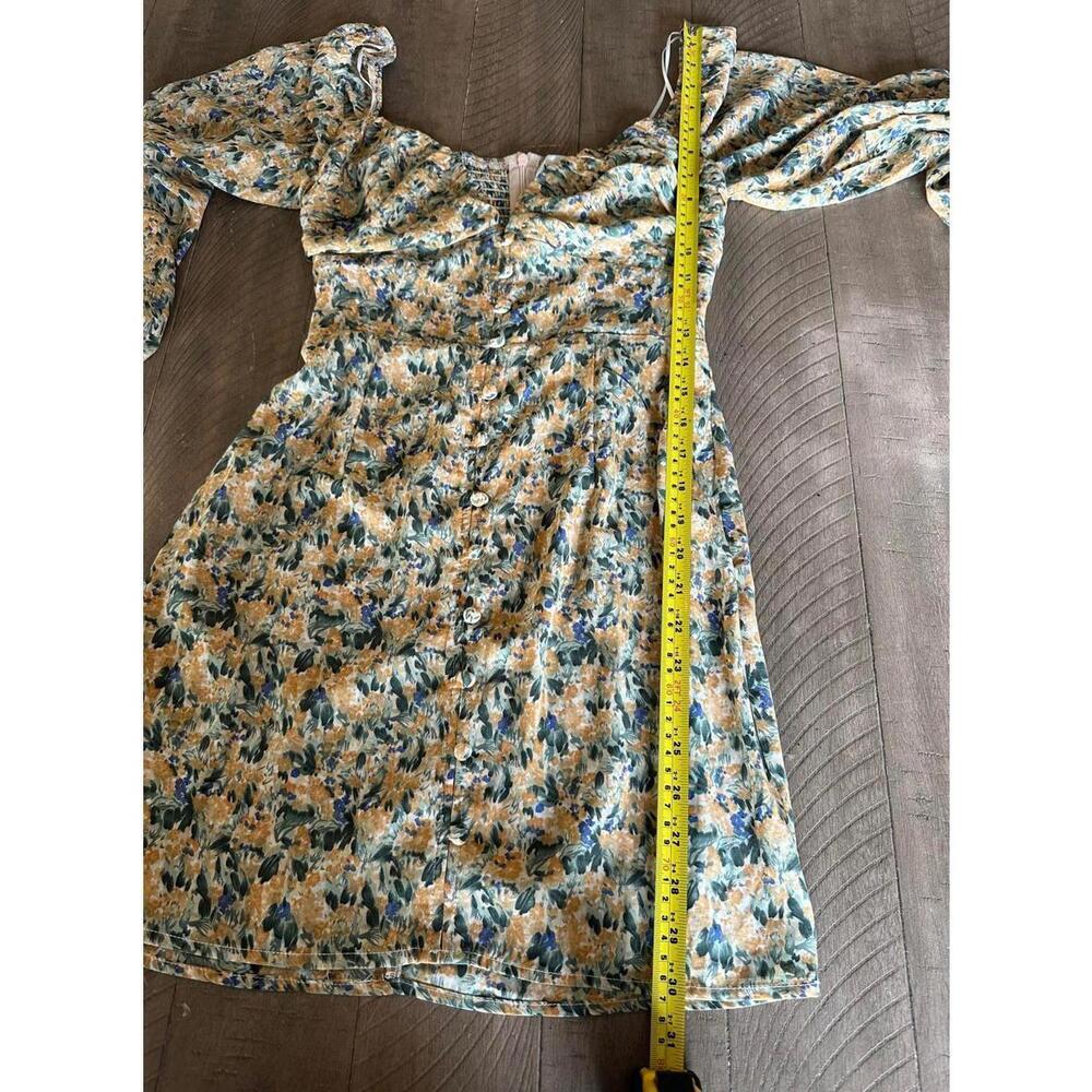 Hello Molly Love First Bell Sleeve Mini Dress in Orange/Sage Floral size Small​ - Picture 10 of 15